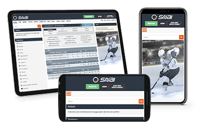I mercati scommesse sull'hockey di SNAI su diversi dispositivi mobile.