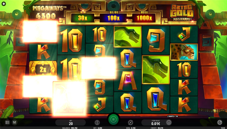 La schermata di gioco della slot Aztec Gold Megaways