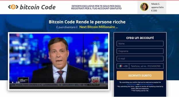 La home page di Bitcoin Code