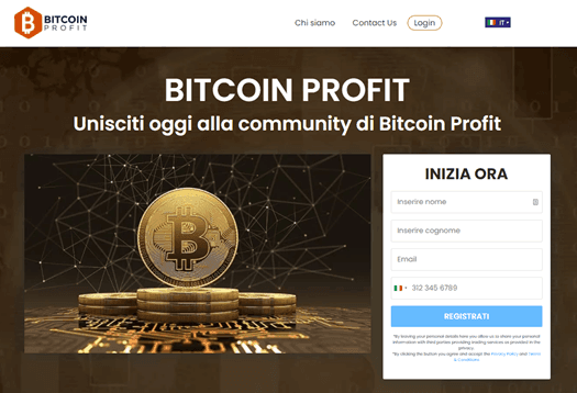 La home page di Bitcoin Profit