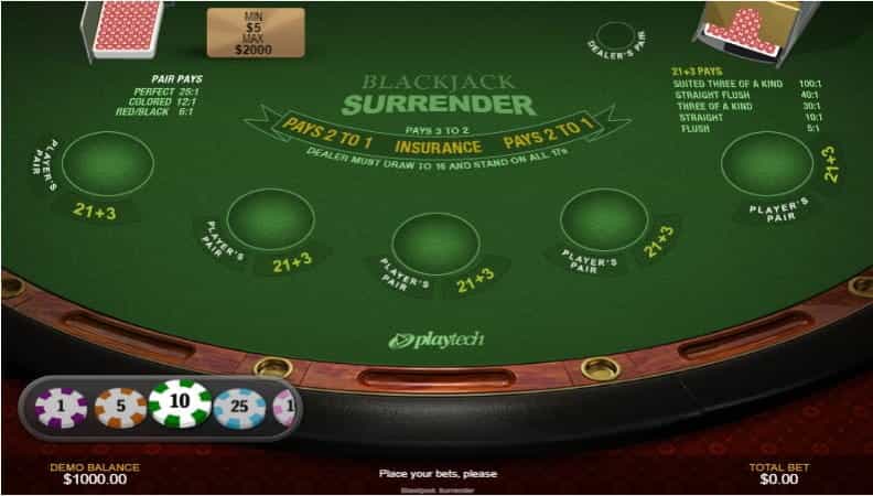 La demo di Blackjack Surrender Multihand