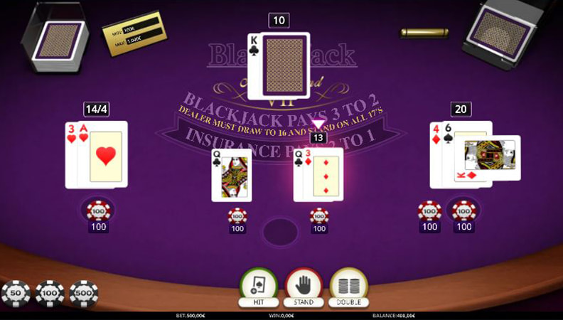 Le funzioni double e split a Blackjack VIP di iSoftBet.