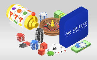Logo Capecod con elementi grafici che richiamano le slot machine.