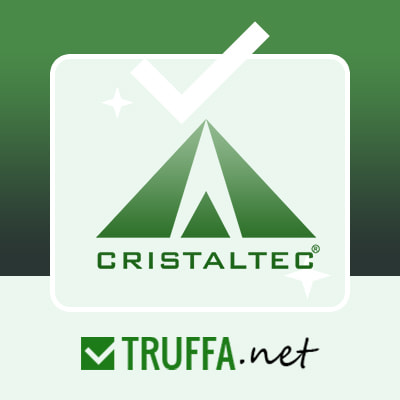 Logo di Cristaltec in verde e bianco con scritta Truffa.net