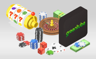 Logo Greentube con elementi grafici che richiamano le slot machine.