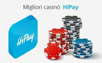 Il logo di HiPay, delle fiches da casinò