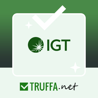 Logo IGT con slot e simboli di casinò online.