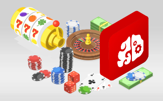 Logo Random Logic con elementi grafici di gioco.