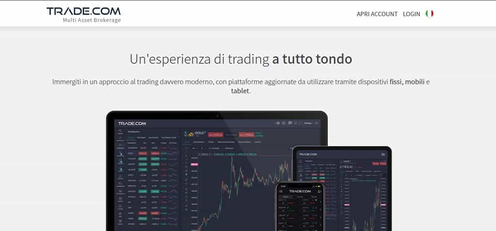 La homepage di TRADE.com