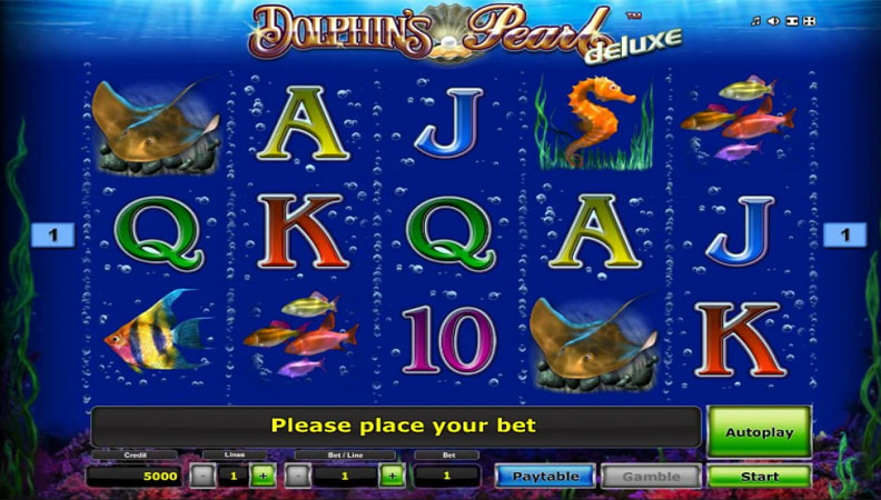 La schermata di gioco della slot Dolphin's Pearl Deluxe