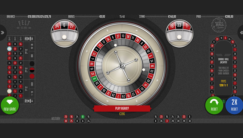 La schermata di gioco della Double Ball Roulette