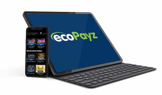 Uno smartphone con il logo Ecopayz connesso ad un sito di casinò