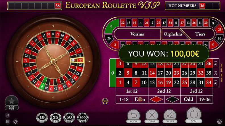 La schermata di gioco di European Roulette VIP