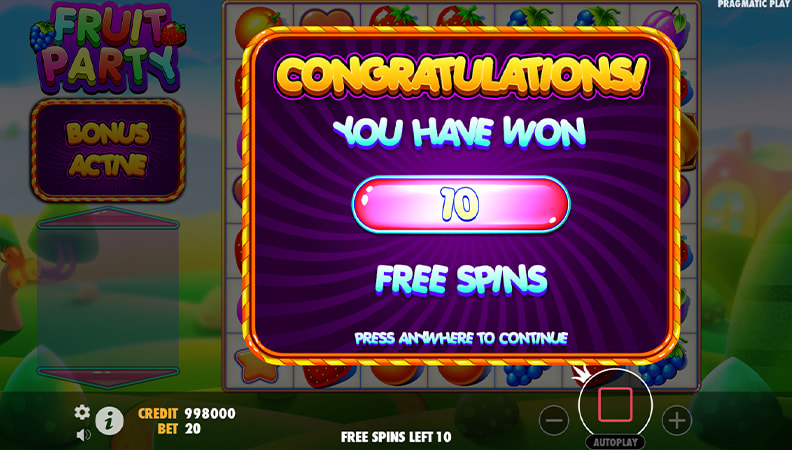 I free spin della slot Fruit Party