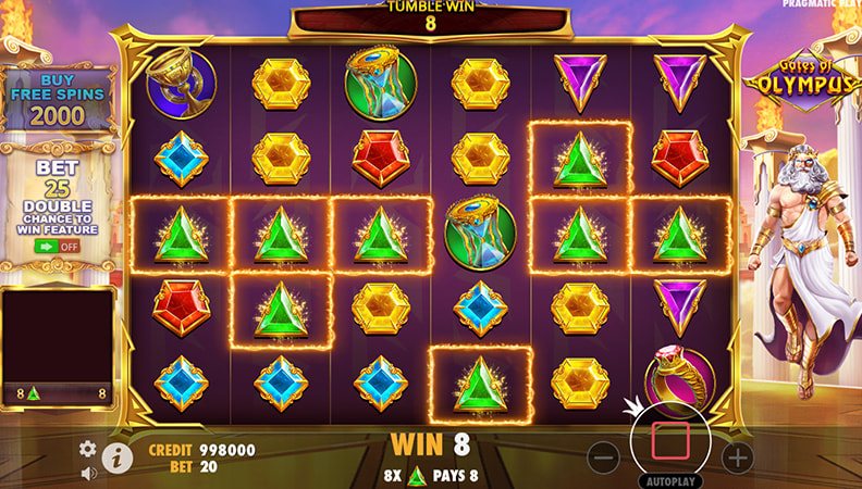 La schermata di gioco della slot Gates of Olympus
