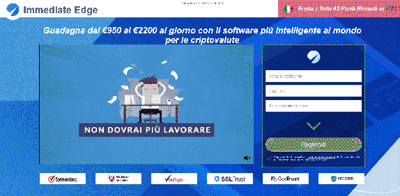 La home page di Immediate Edge