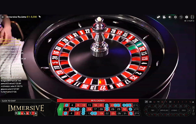 La schermata di gioco di Immersive Roulette