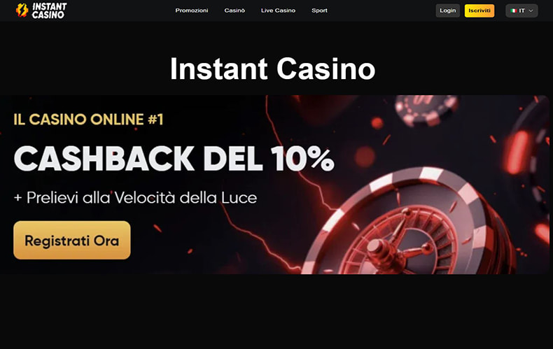 La homepage del casinò non AAMS Instant Casino