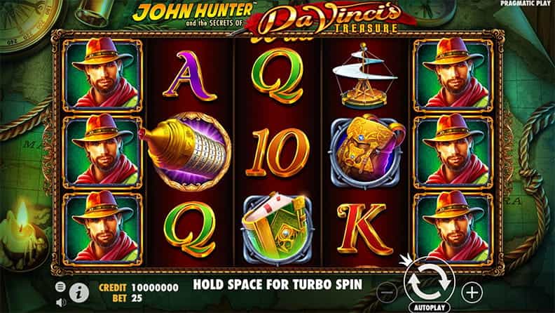 Schermata della slot John Hunter and the secrets of DaVinci's Treasure
