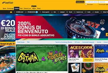 La Homepage di Betfair