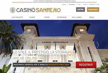 La Homepage di Casino Sanremo