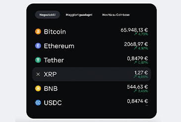Gli asset disponibili su Coinbase