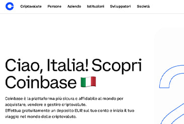 La homepage di Coinbase