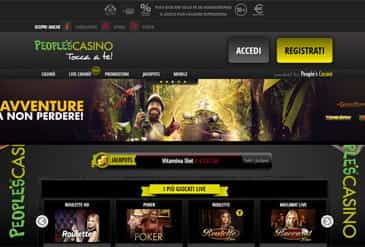 La Homepage di People's Casino