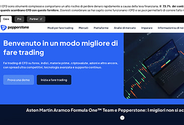 La homepage Pepperstone