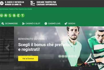 La Homepage di Unibet