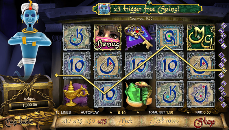 La schermata di gioco della slot Millionaire Genie