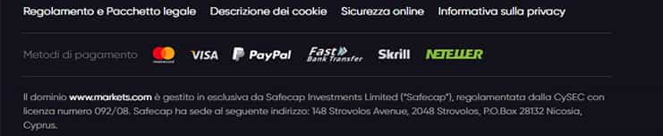 Una miniatura dei metodi di pagamento su Markets.com