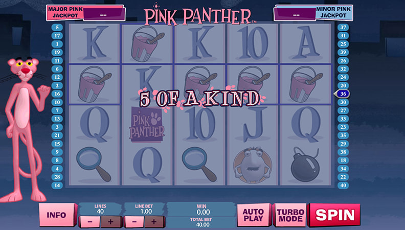 La schermata di gioco della slot Pink Panther