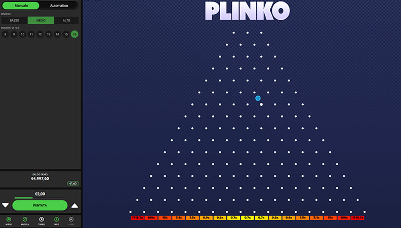 Versione demo gratis di Plinko