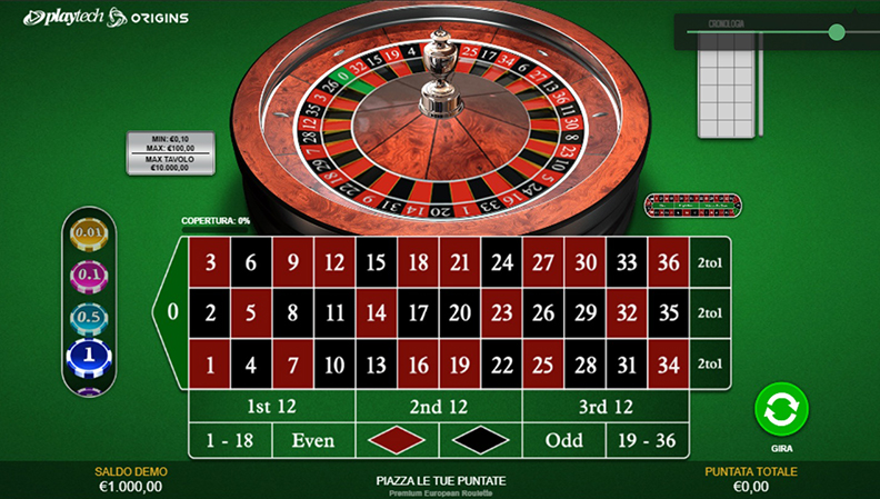 La demo di Premium European Roulette online
