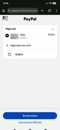 Finestra PayPal con riepilogo del pagamento da 10€ a Planetwin365
