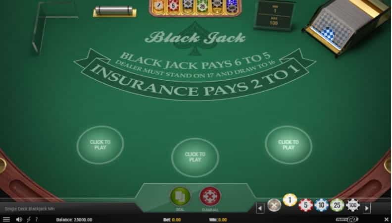 La demo del Single Deck Blackjack Multihand