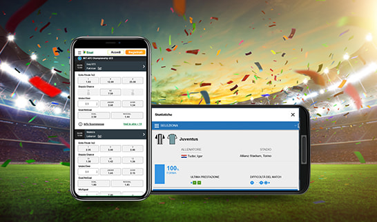 I mercati scommesse di Snai su vari dispositivi mobile.