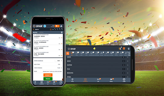 I mercati scommesse di Snai su vari dispositivi mobile.