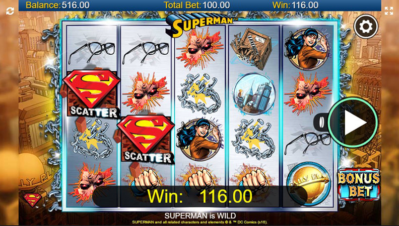 La schermata di gioco della slot Superman
