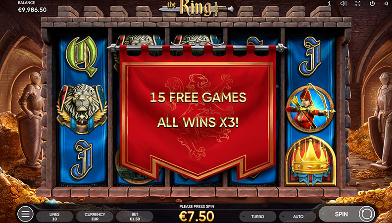 La schermata di gioco della slot The King