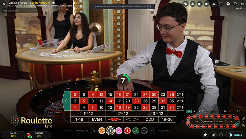 Il croupier dal vivo di Venezia Roulette online
