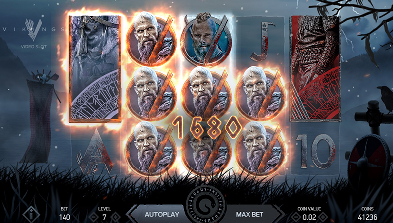 La schermata di gioco della slot Vikings