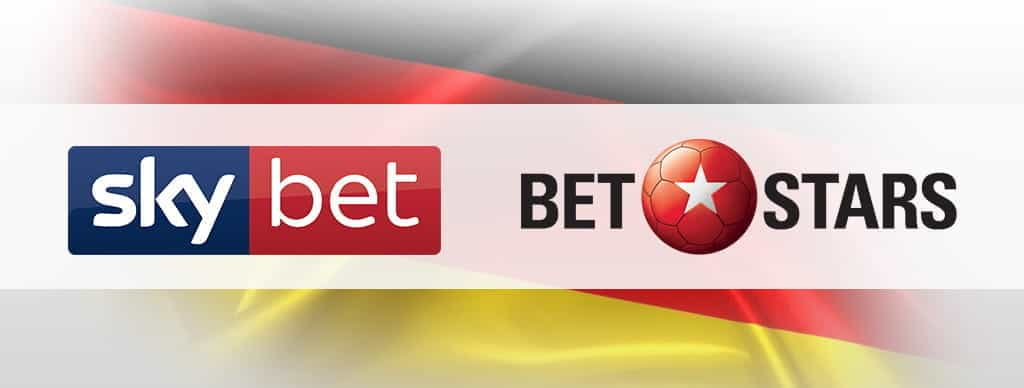 Il logo Sky Bet, la bandiera della Germania, il logo BetStars