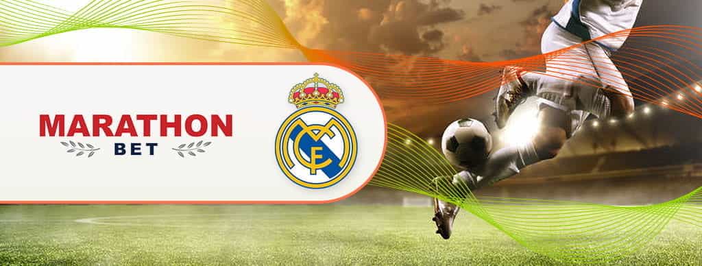 Il logo del bookmaker Marathonbet e del club calcistico Real Madrid