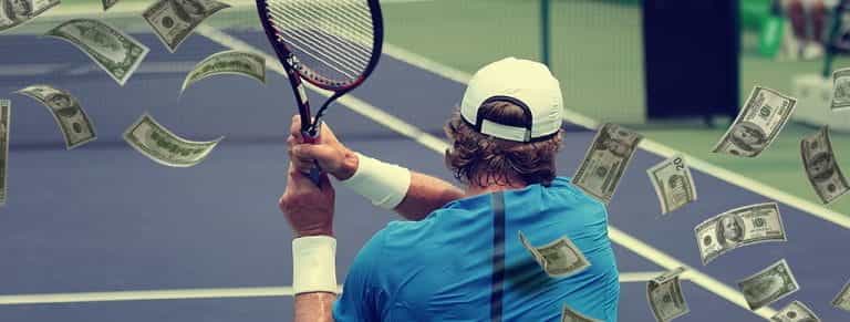 Un tennista e delle banconote