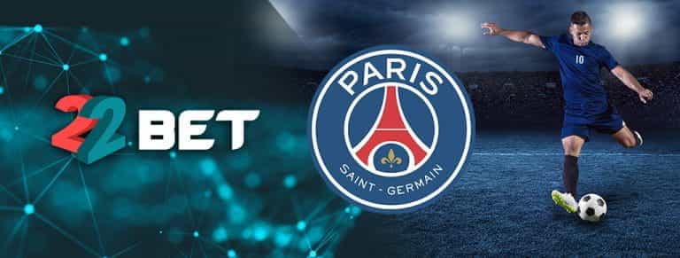 I loghi di 22BET e Paris Saint-Germain