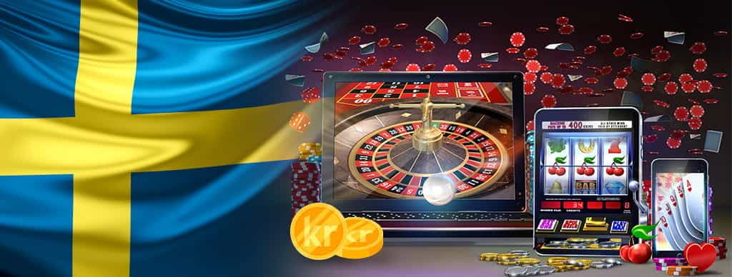 Bandiera della Svezia, simbolo della SEK, giochi da casinò su tablet e smartphone