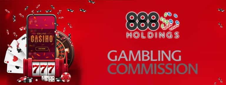 Giochi casinò su smartphone, logo 888 e logo Gambling Commission