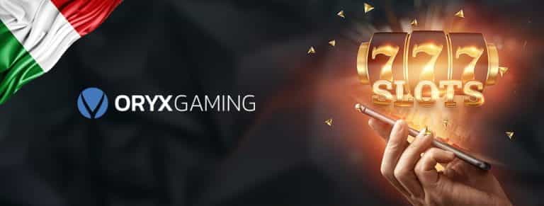 Rulli slot online, bandiera italiana e logo Oryx Gaming